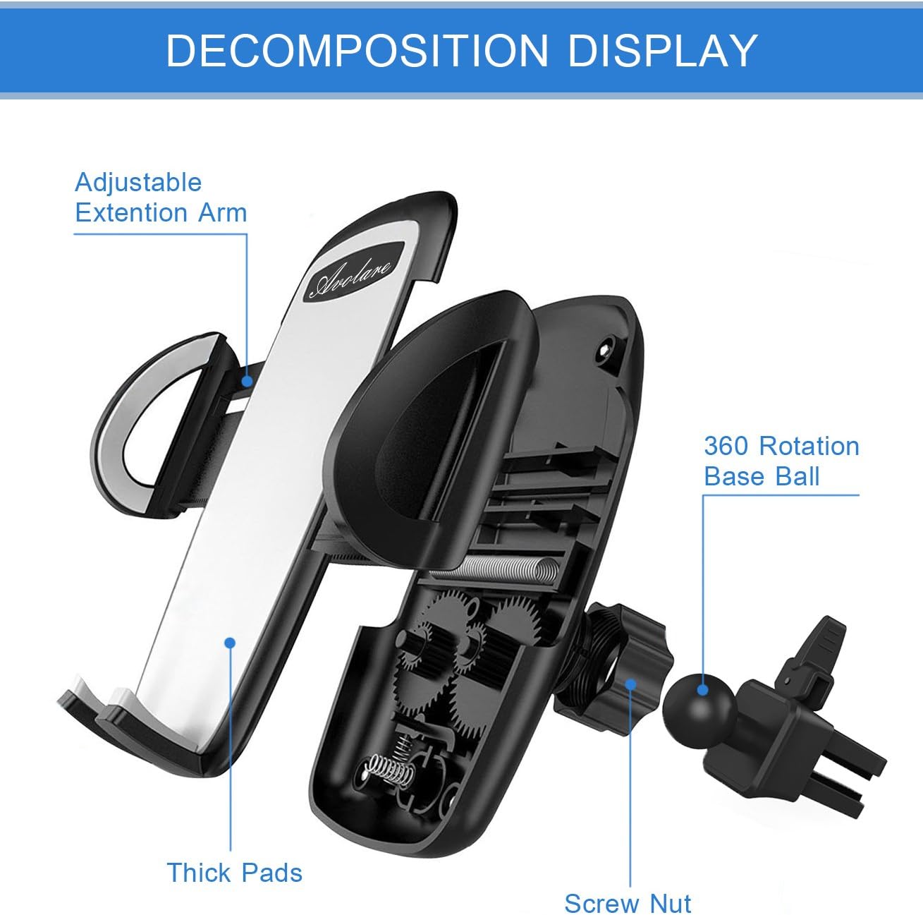 Avolare® Car Air Vent Holder Phone Cradle Adjustable Car Cradle Compatible with iPhone 7 7 Plus SE 6s 6 Plus 5s 5 4s 4 - Image 3