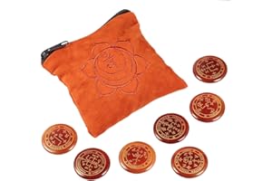 mookaitedecor 7 PCS Carnelian Stones Engraved Magic Archangel Symbol, Polished Palm Stone Crystal Set with Sacral Chakra Bag for Reiki Healing