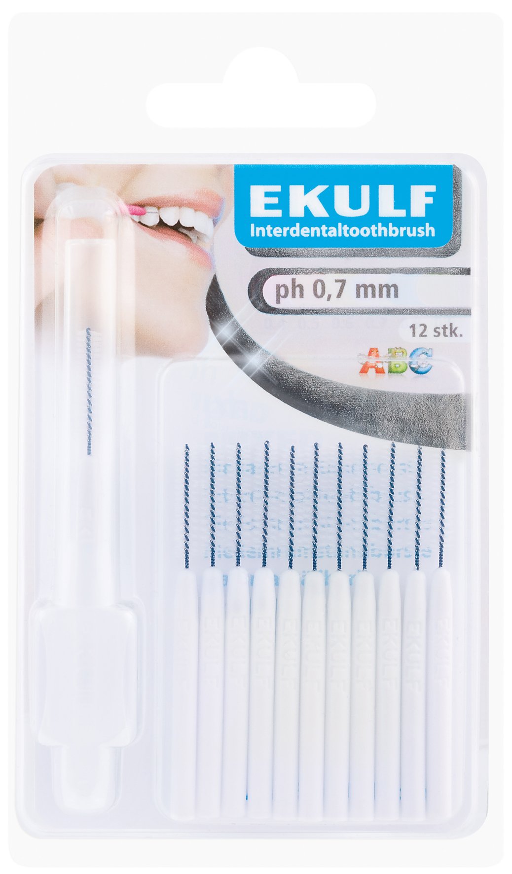Ekulf Interdental Toothbrush 12 Brushes - 0.7mm