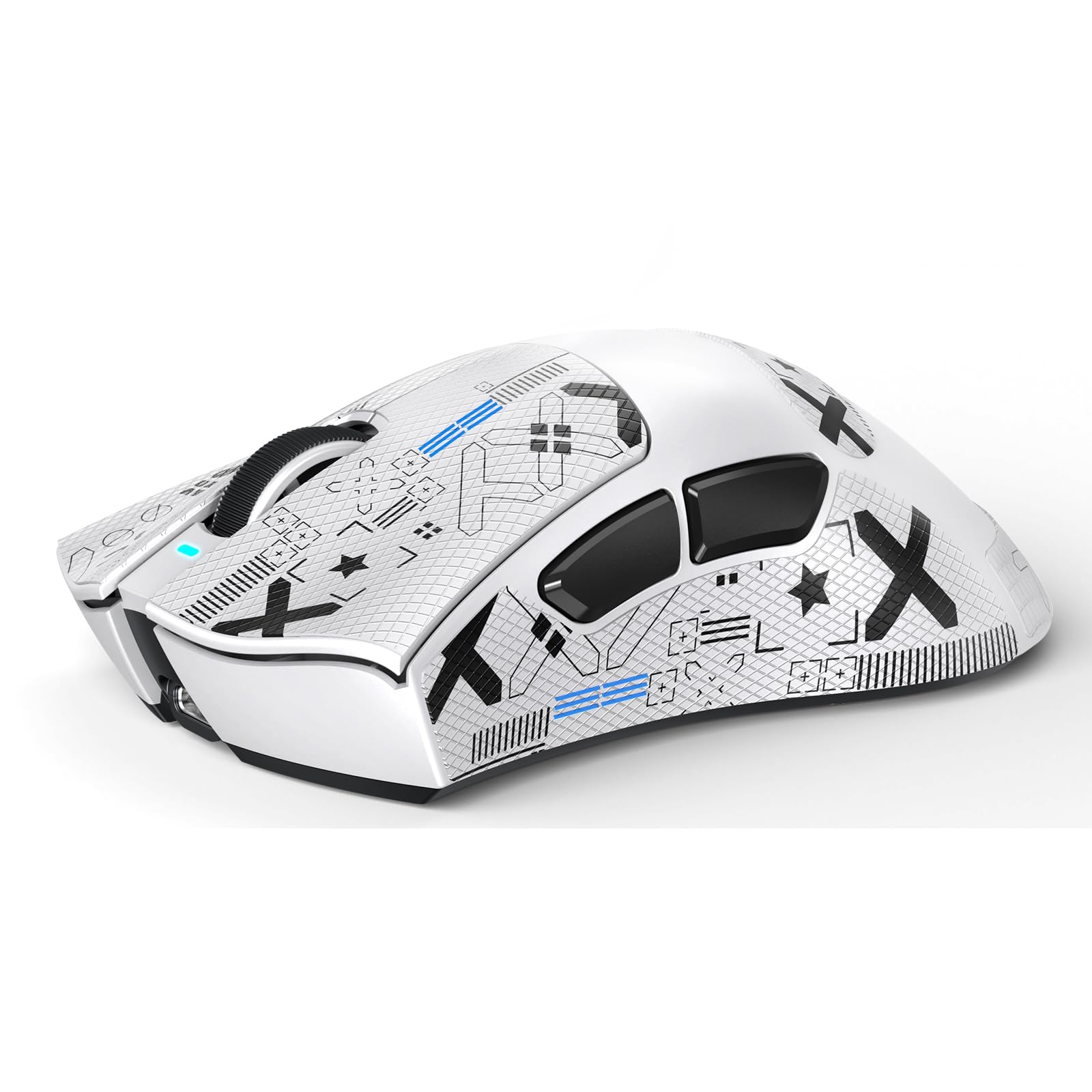 MAMBASNAKE Attack Shark V3 Wireless Gaming Mouse,Adjustable 25K DPI PAW3311 Optical Sensor,Ergonomic Lightweight 5 Programmable Buttons 500mAH Battery,2.4G/BT/USB-C Wired for PC/Mac-White&Griptape