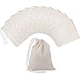 Pangda 100 Pieces Drawstring Cotton Bags Muslin Bags for Storage, Teas, Spices, Soaps, Candy, Jewellery, Wedding Party Favors
