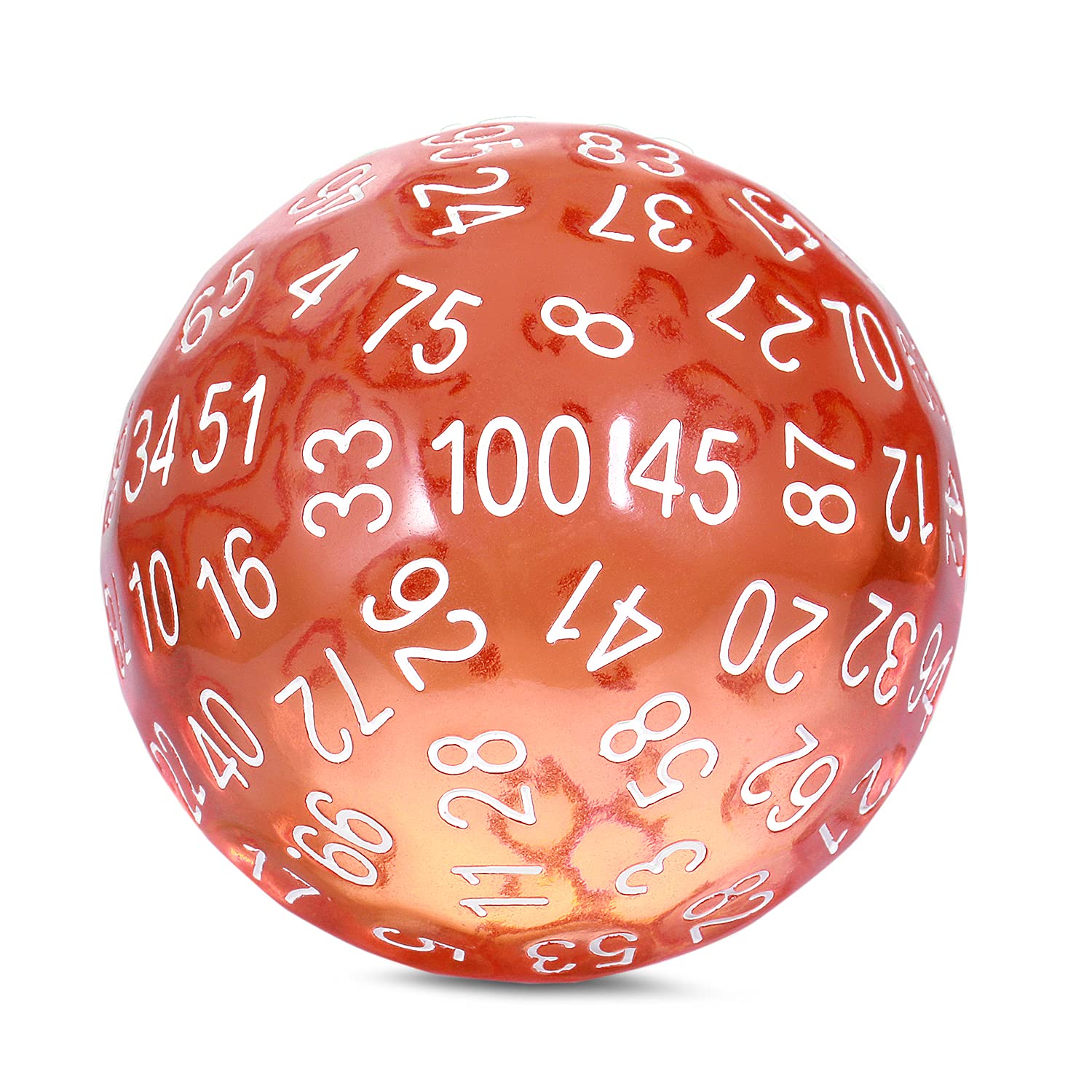 100 Sided Dice DNDND D100 Die with Translucent Pouch for Dungeons and Dragons(Translucent Orange with White Number) — image 1
