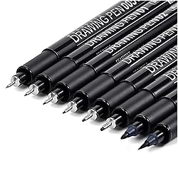 Muchcute Micro Fineliner Drawing Art Pens: 8 Black