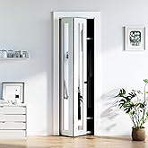 COSHOMER Bifold Doors 24 x 80, Bifold Mirror Closet Doors with Hardware Kit | Tempered Mirror,Higher security level, Water-resistant PVC, for Bedrooms,Closets,Pantry, White