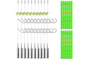 DAMIDEL 10Pcs Drop Shot Ready Rigs Kit with 2 Fishing Wacky Hooks,No Snag Skinny Sinker(1/2oz,3/8oz,1/4oz.1/5oz.), Spinner Blades， Fishing Bass Rig Cylinder Saltwater Freshwater