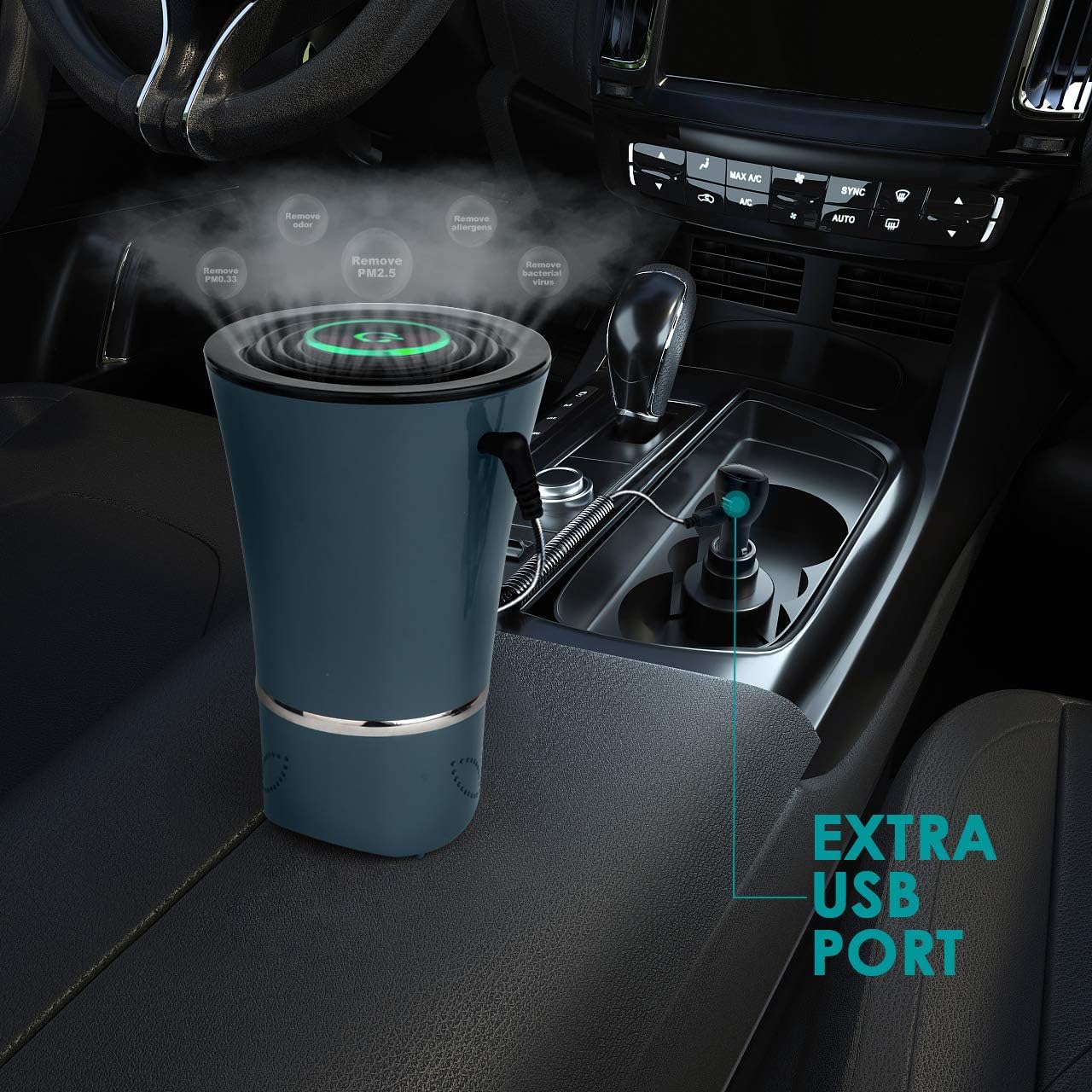SimPure HC3 360° Car Air Purifier 4-Stage Filtration Air Cleaner, Captures PM2.5 Eliminate Allergens, Odor, Smoke, Pollen Mold USB Port Power with A Car Charger: Kitchen & Dining