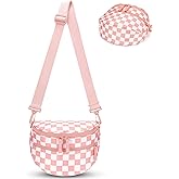FODOKO Small Checkered Crossbody Bag Nylon Bum Bags shoulder Purses Handbags Wallets for Women