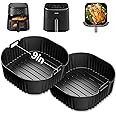 Silicone Air Fryer Liner, 2 PCS 9 Inch Square Air Fryer Basket Liners,Silicone Tray, Air Fryer Inserts for 6 to 9 QT, Reusabl