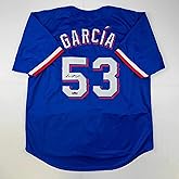 Facsimile Autographed Adolis Garcia Texas Blue Reprint Laser Auto Baseball Jersey Size Men's XL
