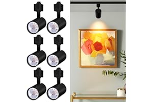 Arcfox 7W 3000K H Type Dimmable LED Track Lighting Heads, 3 Wire Single Circuit 500lm CRI90 24° Angle Ceiling Spotlight for Accent Task Wall Art Exhibition Store, ETL5027448(6 Pack, Black)