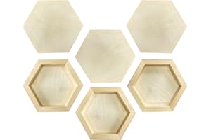 CREGUGUA 6 Pieces 6'' x 7'' Unfinished Wooden Hexagon Painting Panel Boards for Crafts, Blank Wood Canvas Panels for Pouring Art