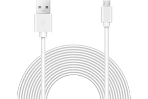 BENAIR 15ft Power Extension Cable Compatible with Wyze Cam v3 Indoor Outdoor, Blink, Echo, and More. - White -