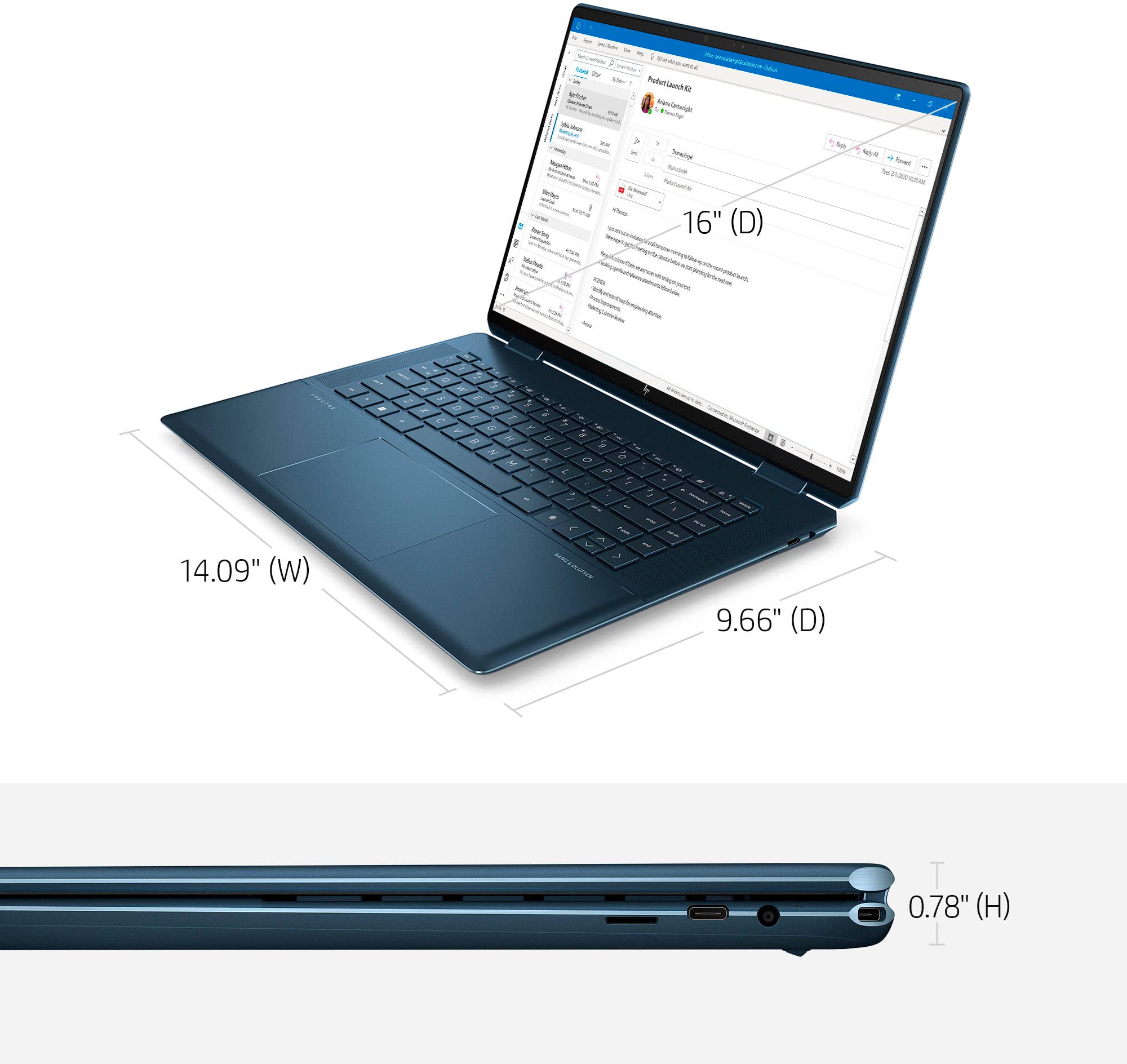 HP 2023 Spectre 16” 3K+ IPS Touch 2-in-1 Laptop 14-Core Intel i7-13700H Iris Xe Graphics 16GB DDR4 4TB NVMe SSD 2xThunderbolt4 WiFi 6E HDMI Backlit KB Fingerprint Windows 11 Pro w/Pen and RE USB