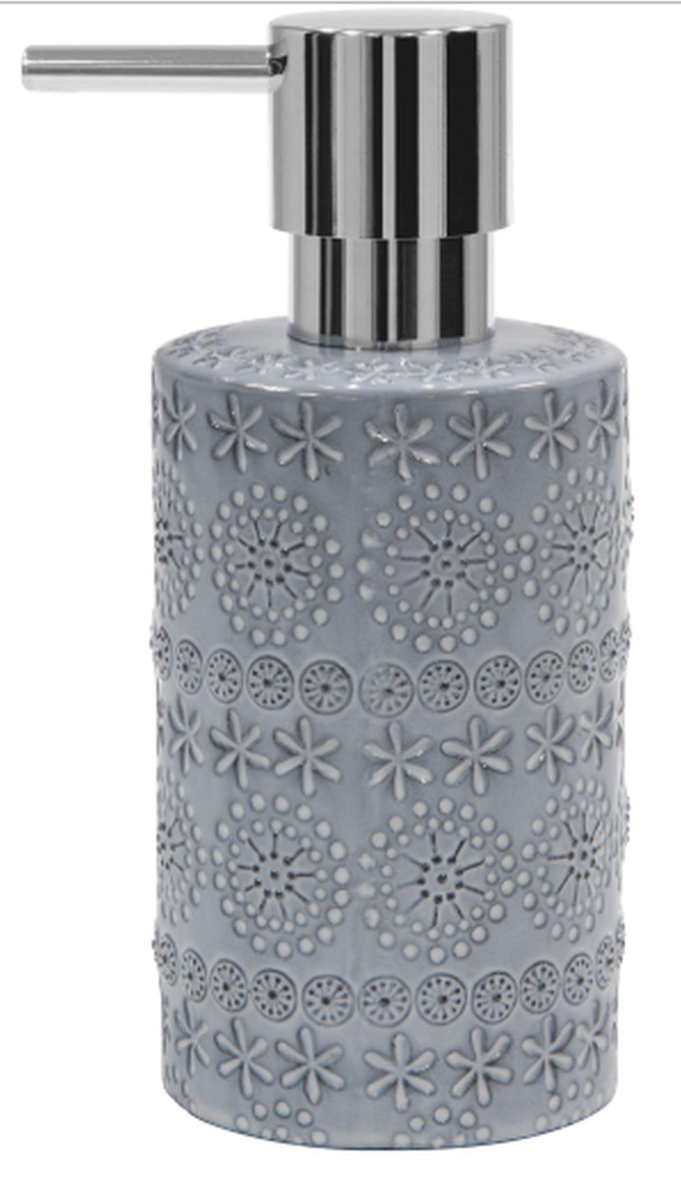 Spirella Relief Collection Liquid Soap Dispenser Diameter 7 x 15.5 cm 0.3 L Porcelain Grey