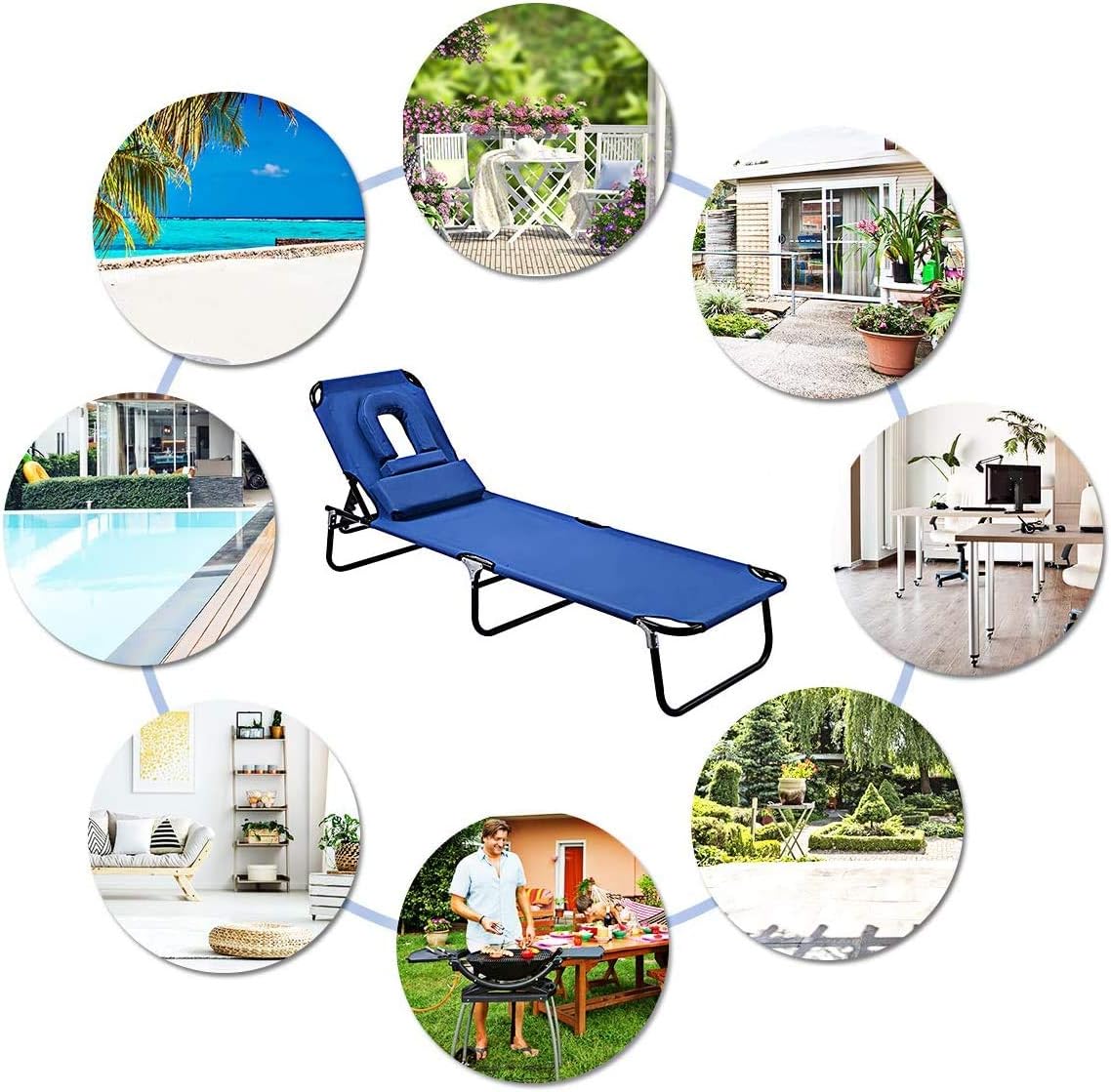 lawn chair with face hole