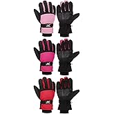 Geyoga 3 Pairs Kids Winter Ski Gloves Waterproof Snow Mittens Windproof Warm Gloves for Girls Boys Cold Weather