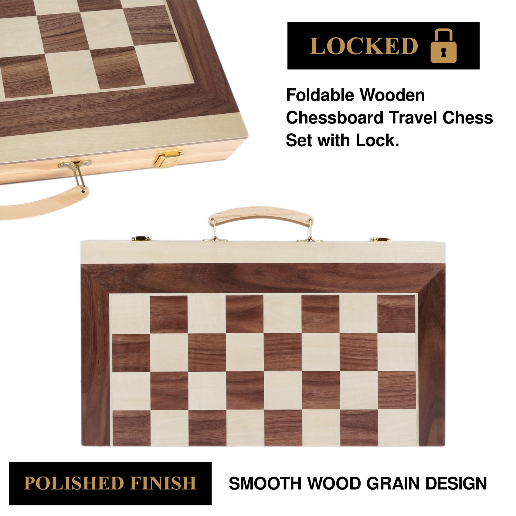 Mua GOTHINK 20'' X 18'' Wooden Chess & Checkers & Backgammon Board Game ...