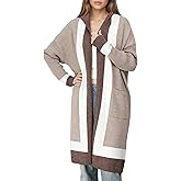 Long Sweaters for Women - Lightweight Hooded Cardigan with Batwing Sleeves, Oversized Knit Coatigan for Fall and Winter 2025 Khaki