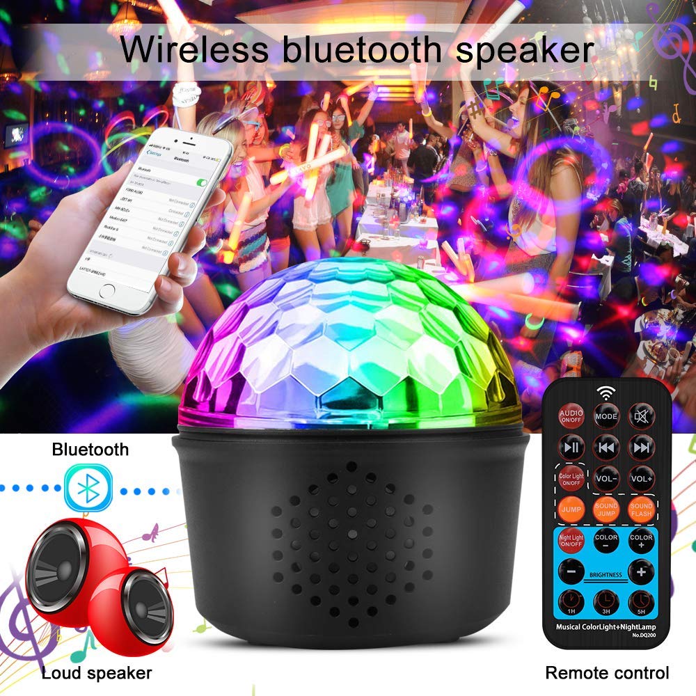 Luci Discoteca LED, bedee Luci Palco LED Palla Discoteca 9 Colori,USB Alimentata luci discoteca con Telecomando Effetti Luce Musica Attivata per party bar Birthday Club Disco DJ Regalo Bambini