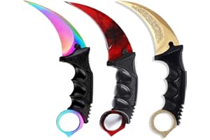 Milaloko 3 Pieces Karambit Knife Fixed Blade Knives Camping Tool,Outdoor Hunting Knife with Sheath and Cord, Suitable for Hiking, Adventure, Survival and Collection (Golden Red Color)