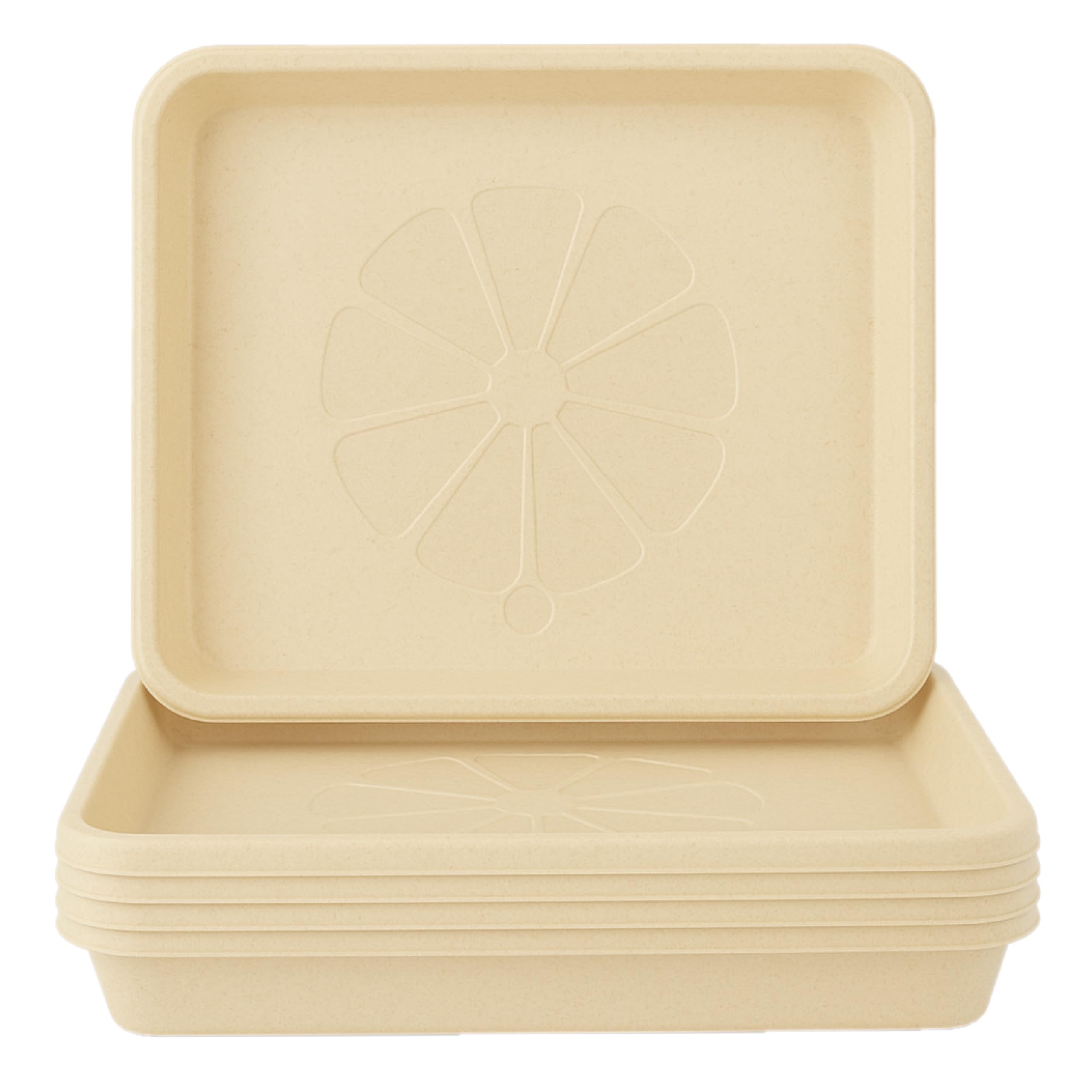Home Garden Ornaments Square Plant Pot Saucers, Drip Tray – Set of 5 Plastic Garden Pots Trays for Outdoor and Indoor Plant (Beige, 24cm)