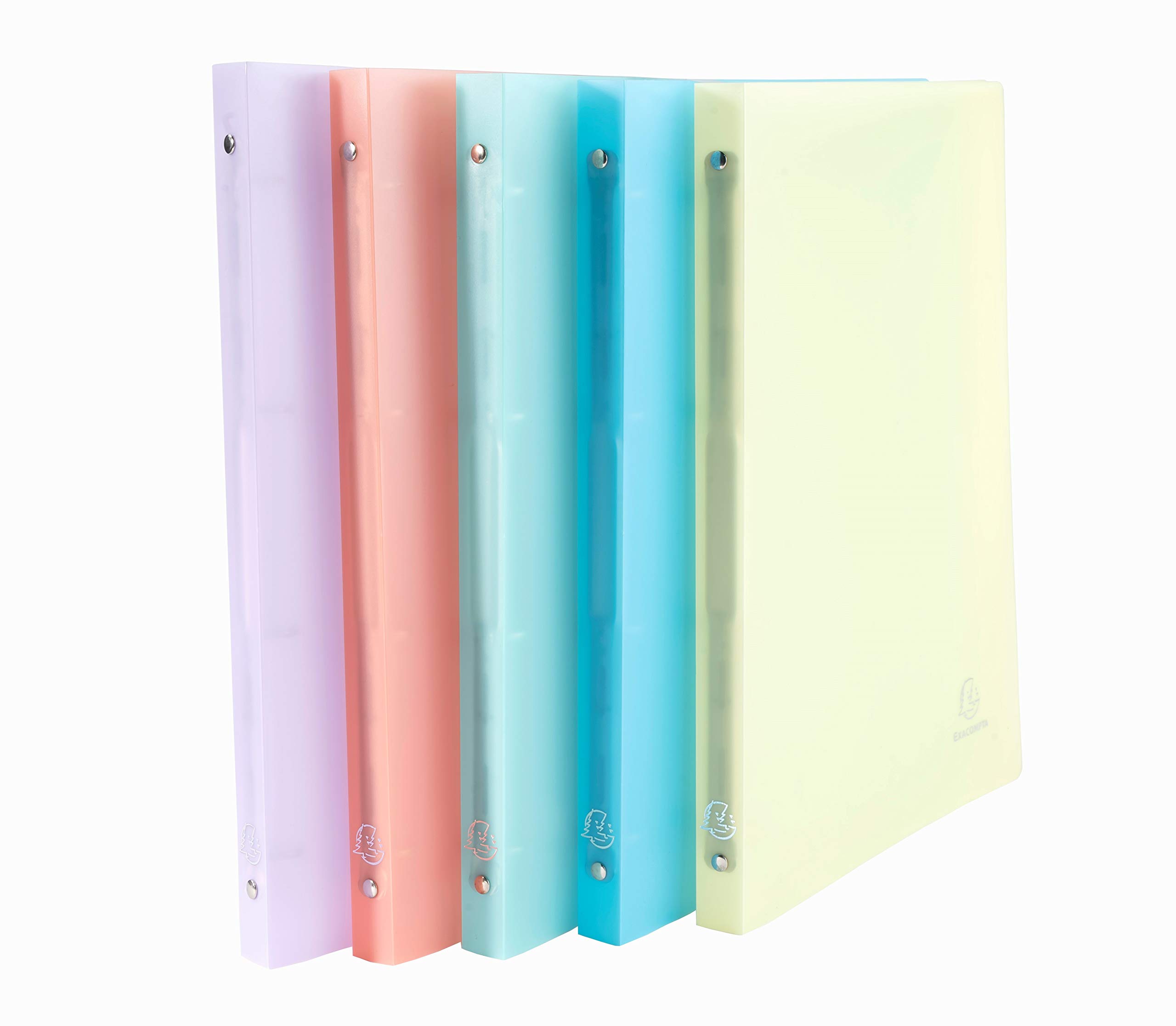 Exacompta - Ref. 51170E - Set of 5 flexible PP Chromaline binders - 4 round rings diameter 15 mm - Spine 20 mm - External dimensions: 32 x 25 cm - A4 file format - 5 assorted colors — image 1