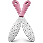 BEZOX Slim Metal Foot File Callus Remover(1 PCS) – Double-Sided Foot Scrubber for Cracked Heels & Dead Skin, Portable Pedicure Tool with Non-Slip Handle, Travel-Friendly Foot Care Essential - Pink