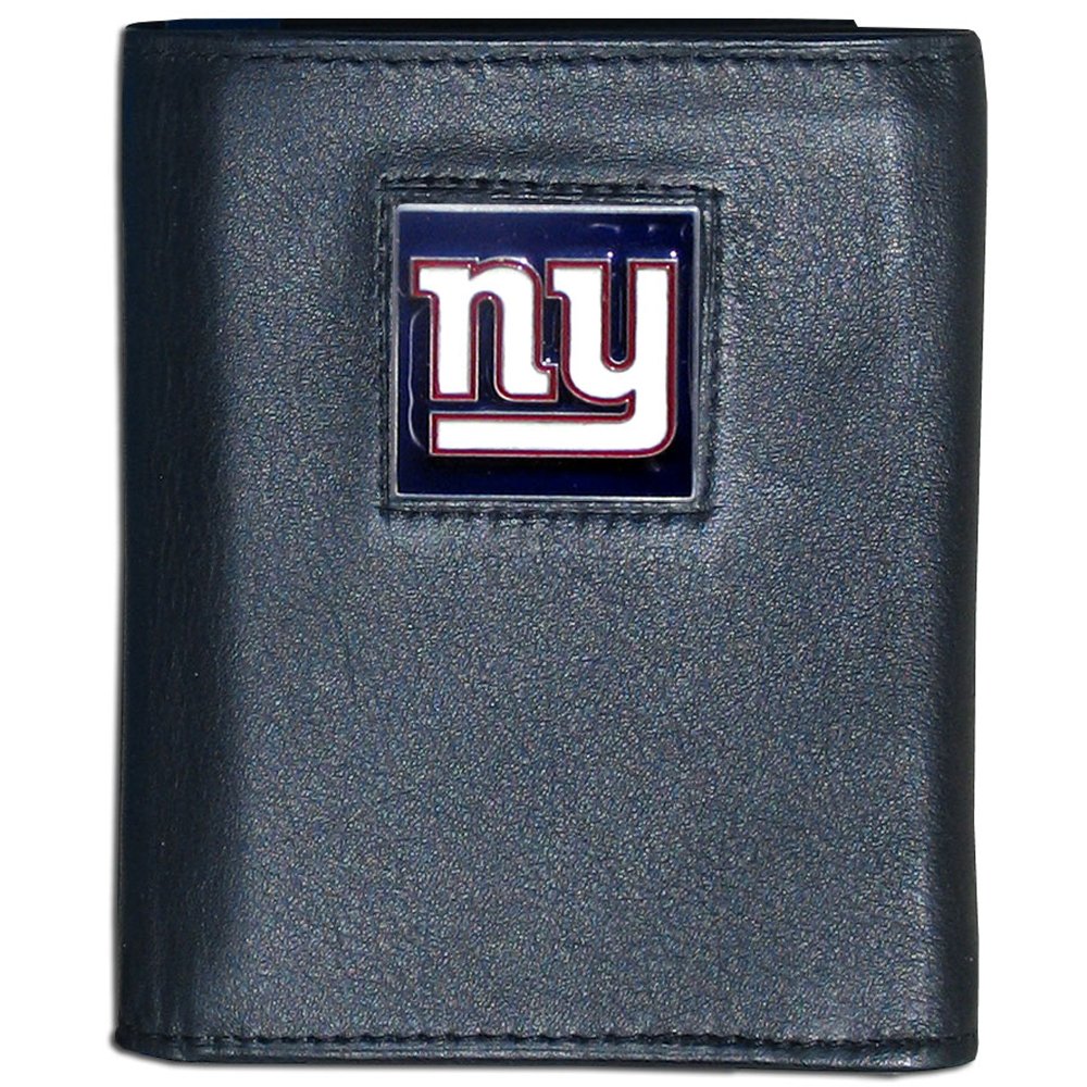 Siskiyou NFL New York Giants Leather Tri-Fold Wallet, Black