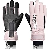 devembr Ski Gloves with Wrist Guards and Undercuff Design, Snowboarding Gloves Touchscreen