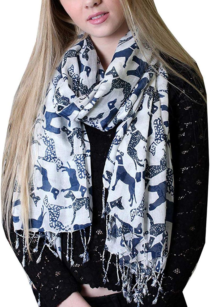 Mimiyaki Doggie Friends Tassel Scarf - Scottish Terrier, Labrador, Dalmatian Dog Print