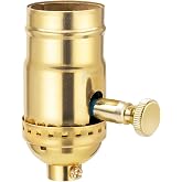 DiCUNO UL Listed Full Range Dimmer Lamp Socket Replacement, Gold, 1-Pack | Dimmer Socket, Vintage E26 Light Bulb Socket, Rotating Dimmer Switch Knob for Table, Floor Lamp, DIY Project, 150 Watt