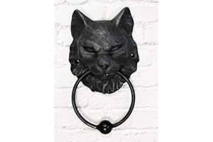 EBROS GIFT Ebros Faux Stone Mystical Cheshire Cat Gargoyle Door Knocker 7.25" Tall Resin Figurine Door Plaque