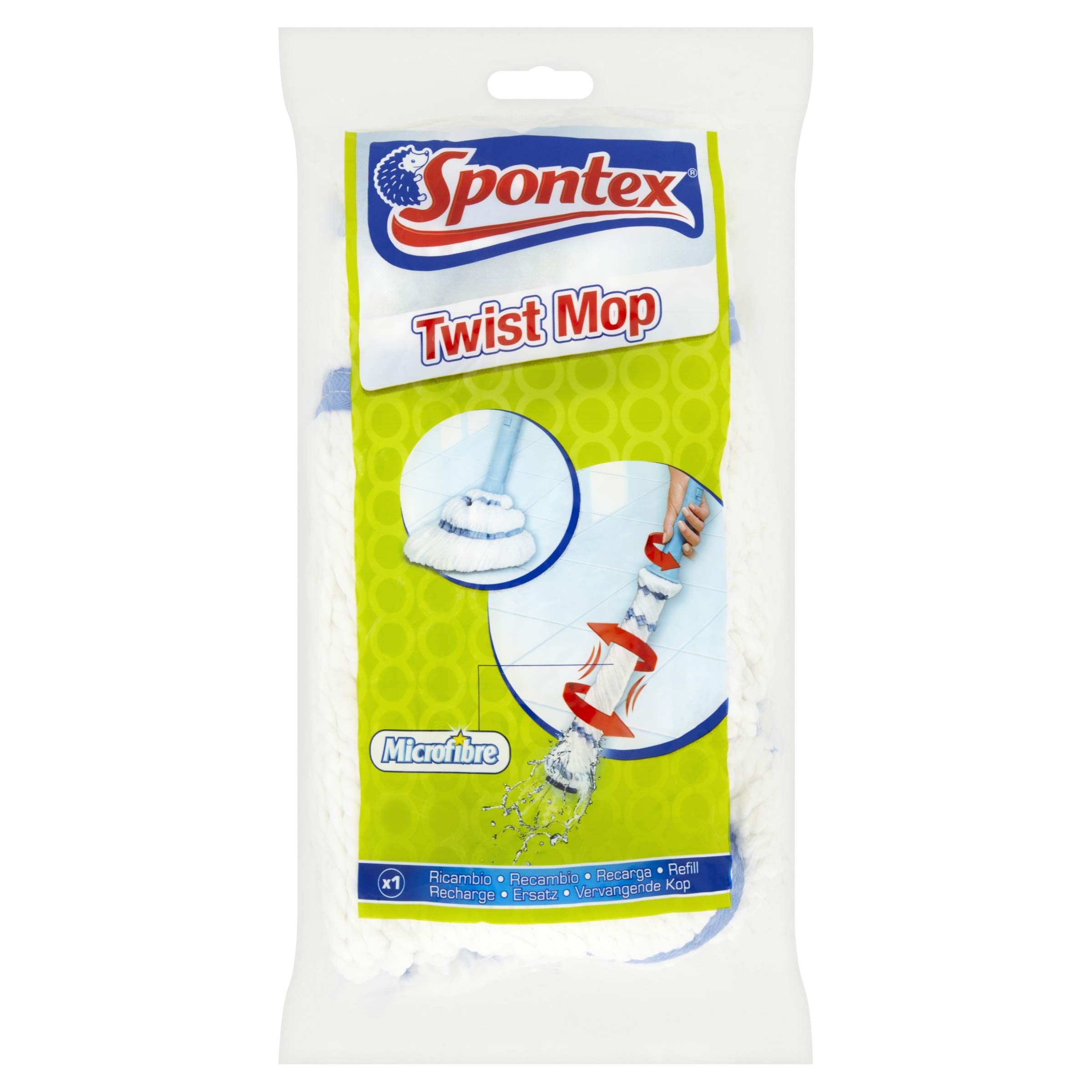 Spontex Twist Mop Refill | Washable Microfibre Mop Head | Cleans Laminate, Wood & Tile Flooring | for Spontex Twist and Twist Ultra Compact Mops