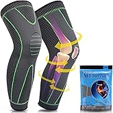 beister 1 Pair Full Leg Compression Sleeves for Women & Men, Extra Long Leg & Calf Braces Knee Sleeve for Basketball, Football, Running, Working Out, Arthritis