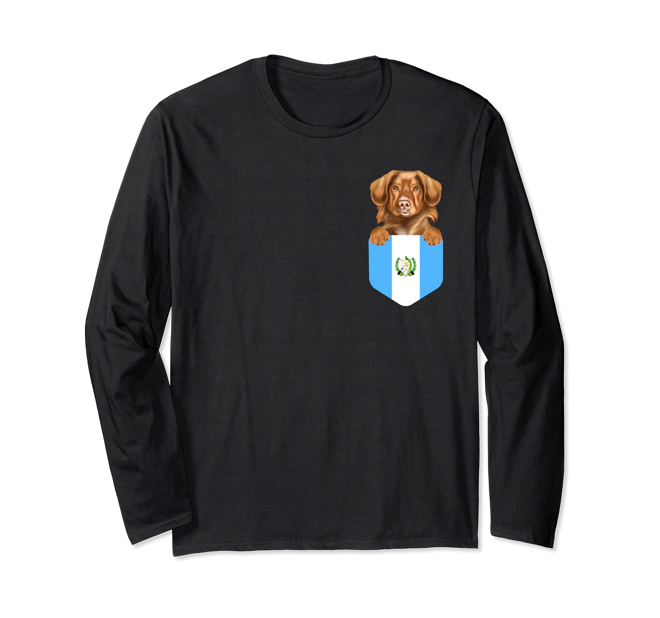 Guatemala Flag Duck Tolling Retrievers Dog In Pocket Long Sleeve T-Shirt