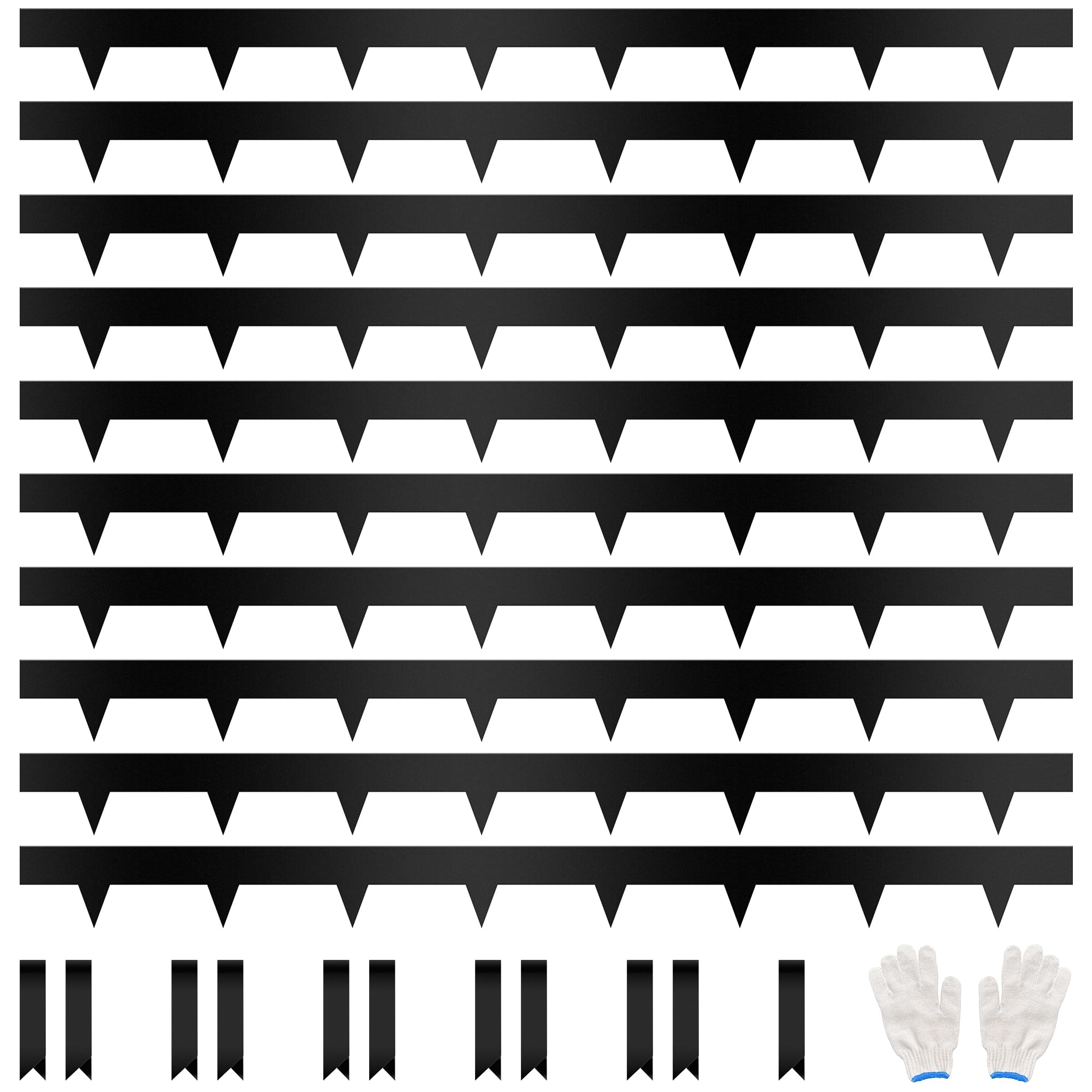 JonesHouseDeco 10-Pack Galvanized Lawn Edging Border 1m L x 11.4cm H w/Black Powder Coating Steel Landscape Edging - Yard Pathway Divider- Metal Decor Edging (10M Length Total) w/ 11 Clips.