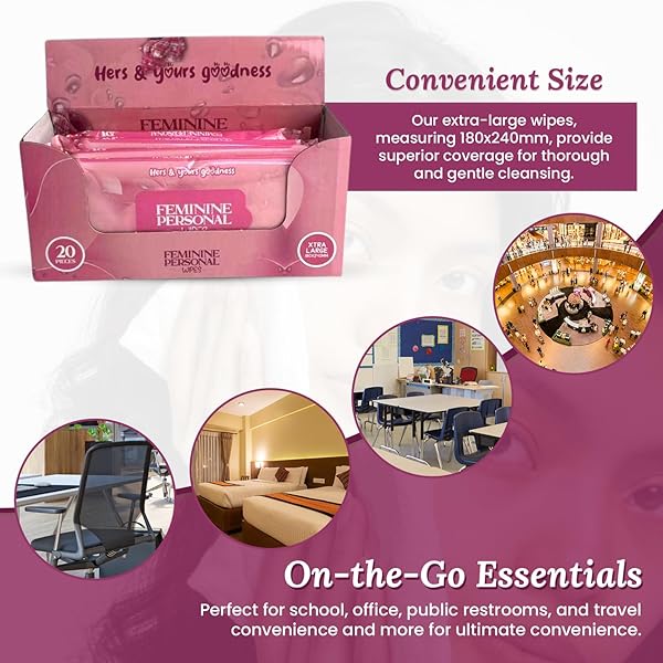 LEAF ULTIMATE FEMININE CARE, EXTRA-LARGE WIPES FOR WOMEN, PH BALANCE FEMININE WIPES WITH NATURAL INGREDIENTS, TRAVEL-FRIENDLY, ALCOHOL-FREE, ECO-FRIENDLY PERSONAL CLEANSING WIPES