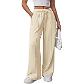 ATHMILE Womens Wide Leg Sweatpants High Waisted Baggy Pants Fashion Teen Girl Drawstring Athletic Joggers