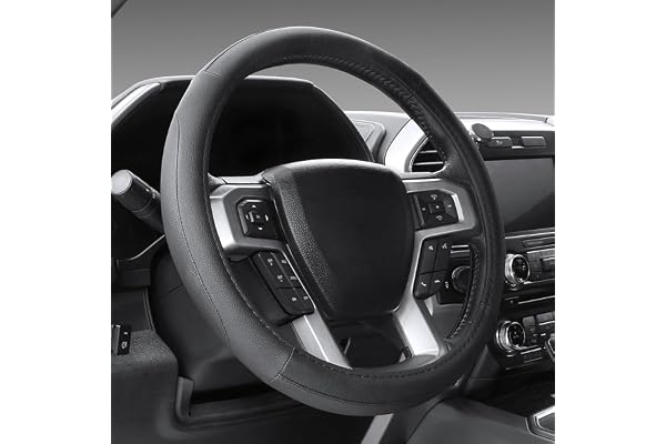SEG Direct Black Microfiber Leather Auto Car Steering Wheel Cover Universal 15 inch