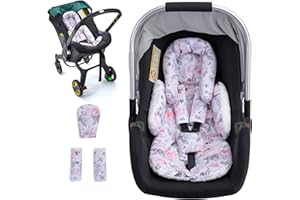 THE KENKYO Infant Car Seat Insert with Shoulder & Crocth Covers Set, Ultra-Thick Carseat Head & Body Support for Newborn, Adjustable Baby Car Seat Head Support, Breathable Baby Car Seat Cushion for Stroller