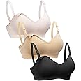 HOFISH Maternity Nursing Bras for Breastfeeding, 3 Pack Pregnancy Deep V Neck Wireless Bra with Extenders & Clips