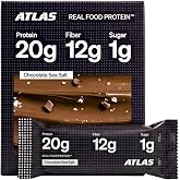 Atlas Real Food Protein Bars, 20g Protein + 12g Fiber, Chocolate Sea Salt | Contains Peanuts &amp; Almonds, GLP-1 Friendly, No Artificial Sweeteners, No Sugar Alcohols, No Seed Oils