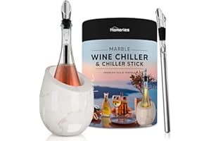 Homeries Marble Wine Chiller Bucket - Wine & Champagne Cooler for Parties, Dinner – Keep Wine & Beverages Cold – Holds Any 750ml Bottle - Ideal Gift for Wine Enthusiasts (Gloss White)