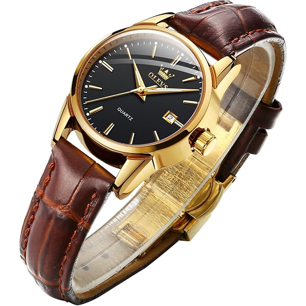 Olevs Womens Black Dial Brown Leather Analog Waterproof Reloj Mujer Luxury Watch OLEVS Women main image 3