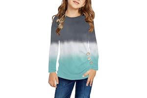 Ecokauer Girls Casual Tunic Tops Knot Front Long Sleeve Loose Soft Blouse T-Shirt Size 4-13