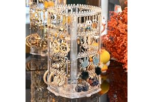1Pc Rotating Jewelry Stand, Transparent PE Material Earring Necklace Bracelet Organizer, Space Saving Display Stand With Mult