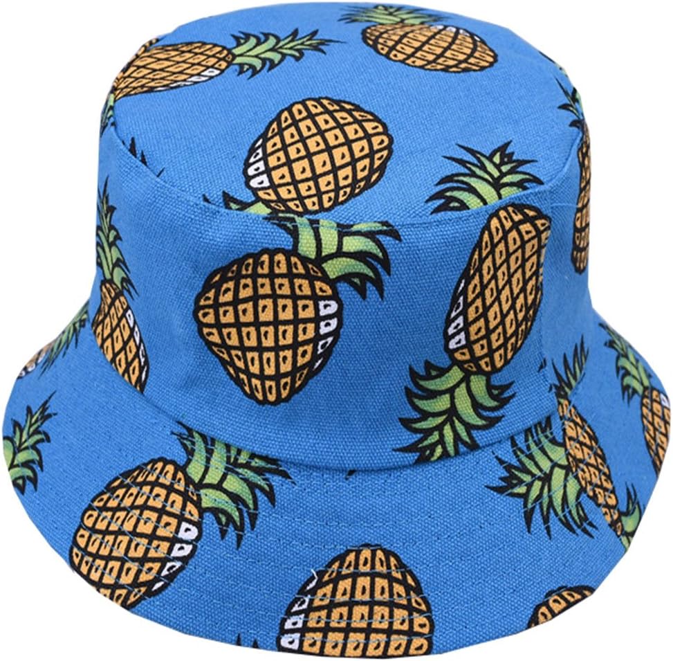 Joylife Unique Pineapple Pattern Bucket Hat Unisex Fruit Print Fisherman Cap Summer Packable Reversible Sun Hat