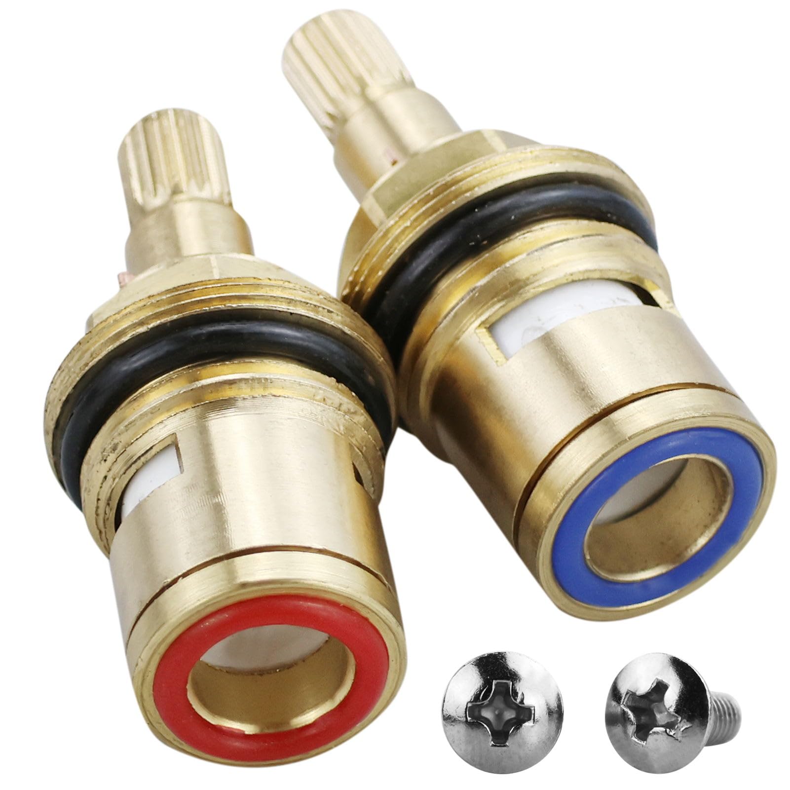 2 pcs Replacement Ceramic Tap Cartridge 1/4 Turn 20 Spline,Tap Washers,Tap Glands Seals Repair Kit,Tap Valve for Shower Bathroom Taps with Washers,Solid Brass Ceramic
