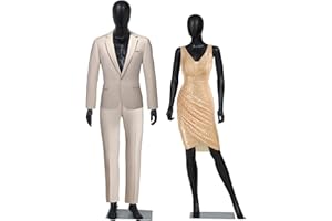 Kinsuite Full Body Mannequin - 73” Male Mannequin Full Body + 70” Female, Torso with 360° Swivel Head, Removable Flexible Arms & Legs for Retail Clothing Shop, Black