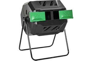 Outsunny Tumbling Compost Bin Outdoor 360° Dual Chamber Rotating Composter 43 Gallon, Green